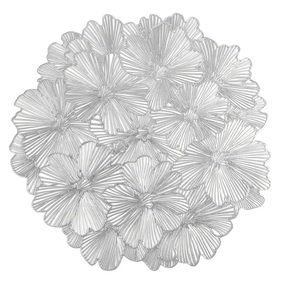 Podkładka LAURA z ażurowym wzorem w kwiaty srebrna - ∅ 38 cm - srebrny