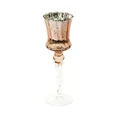 Świecznik bankietowy szklany CLARE na wysmukłej nóżce o marmurkowej strukturze - ∅ 10 x 30 cm - złoty 2