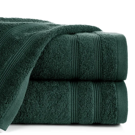 Ręcznik ALINE klasyczny z bordiurą w formie tkanych paseczków - 50 x 90 cm - zielony