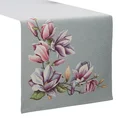 Bieżnik gobelinowy zdobiony  motywem kwiatów magnolii - 40 x 100 cm - popielaty 3