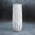 Wazon ceramiczny SAVANA przecierany biało-srebrny - ∅ 15 x 40 cm - biały 1