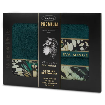 EVA MINGE Komplet ręczników EVA 15 w eleganckim opakowaniu, idealne na prezent EVA MINGE Komplet ręczników EVA 15 w eleganckim opakowaniu, idealne na prezent - 46 x 36 x 7 cm