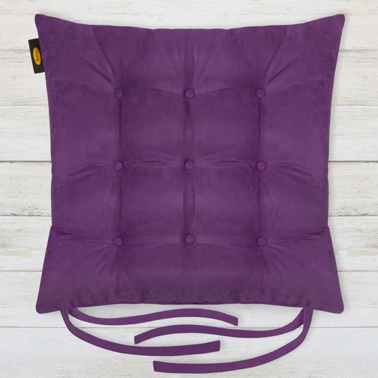 ADORE dwustronna welurowa poduszka siedziskowa na krzesło z dziewięcioma pikowaniami, gramatura 195 g/m2 - 40 x 40 x 6 cm - fioletowy