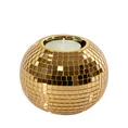 Świecznik ceramiczny w kształcie kuli dekorowany lusterkami w stylu glamour złoty - ∅ 10 x 10 cm - złoty 1