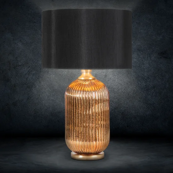 Lampa dekoracyjna z welwetowym abażurem - ∅ 41 x 65 cm - czarny