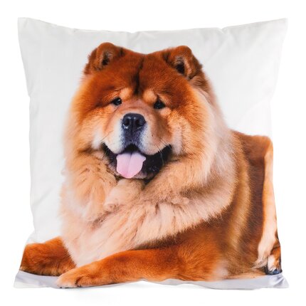 Poszewka welwetowa ANIMAL zdobiona nadrukiem psa 45 x 45 cm biały,jasnobrązowy | Eurofirany