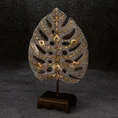 Liść monstery figurka ceramiczna srebrno-złota - 17 x 6 x 26 cm - srebrny 1
