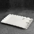 Patera dekoracyjna SENDI prostokątna biała ze srebrnym zdobieniem - 17 x 26 x 3 cm - biały 1