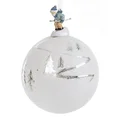 Bombka szklana zwieńczona szklaną figurką chłopczyka na nartach - ∅ 10 cm - biały 2