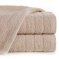 Ręcznik RENI o klasycznym designie z bordiurą w formie trzech tkanych paseczków - 50 x 90 cm - beżowy 1