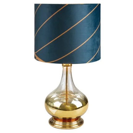 LIMITED COLLECTION Lampa stołowa LOTOS 4 na szklanej podstawie z efektem ombre z welwetowym abażurem HARMONIA TURKUSU LIMITED COLLECTION Lampa stołowa LOTOS 4 na szklanej podstawie z efektem ombre z welwetowym abażurem HARMONIA TURKUSU - ∅ 32 x 61 cm