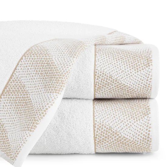 LIMITED COLLECTION ręcznik BLANCA 12 z miękkiej bawełny z żakardową bordiurą z motywem geometrycznym MAGIA BIELI - 50 x 90 cm - biały