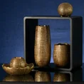 Wazon ceramiczny SELMA z wytłaczanym wzorem brązowo-złoty - ∅ 13 x 15 cm - brązowy 4