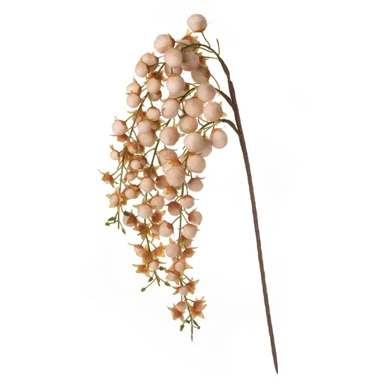 GAŁĄZKA OZDOBNA z pąkami, kwiat sztuczny dekoracyjny - 78 cm - jasnobrązowy