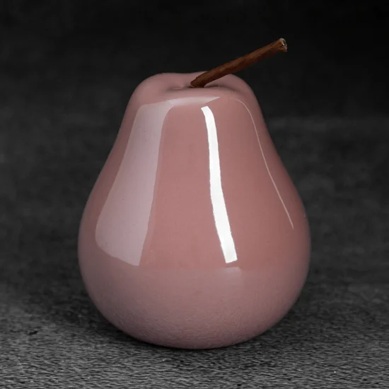 Gruszka - figurka ceramiczna SIMONA z perłowym połyskiem - 8 x 8 x 13 cm - różowy
