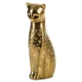 Figurka ceramiczna KITY złoty kot z wytłaczanymi kwiatuszkami - 9 x 11 x 27 cm - złoty 2
