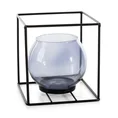 Świecznik dekoracyjny  szklana kula w metalowej ramie - 13.5 x 13.5 x 13.5 cm - czarny 2