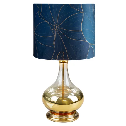 LIMITED COLLECTION Lampa stołowa LOTOS 2 na szklanej podstawie z efektem ombre z welwetowym abażurem HARMONIA TURKUSU LIMITED COLLECTION Lampa stołowa LOTOS 2 na szklanej podstawie z efektem ombre z welwetowym abażurem HARMONIA TURKUSU - ∅ 32 x 61 cm