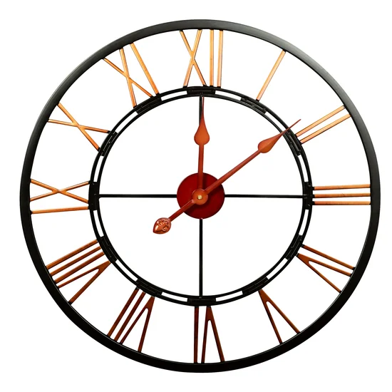 Dekoracyjny zegar ścienny w stylu vinatage z metalu - 70 x 5 x 70 cm - czarny