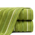 Ręcznik LIVIA  z kolorowymi paskami tkanymi we wzór jodełki - 30 x 50 cm - oliwkowy 1