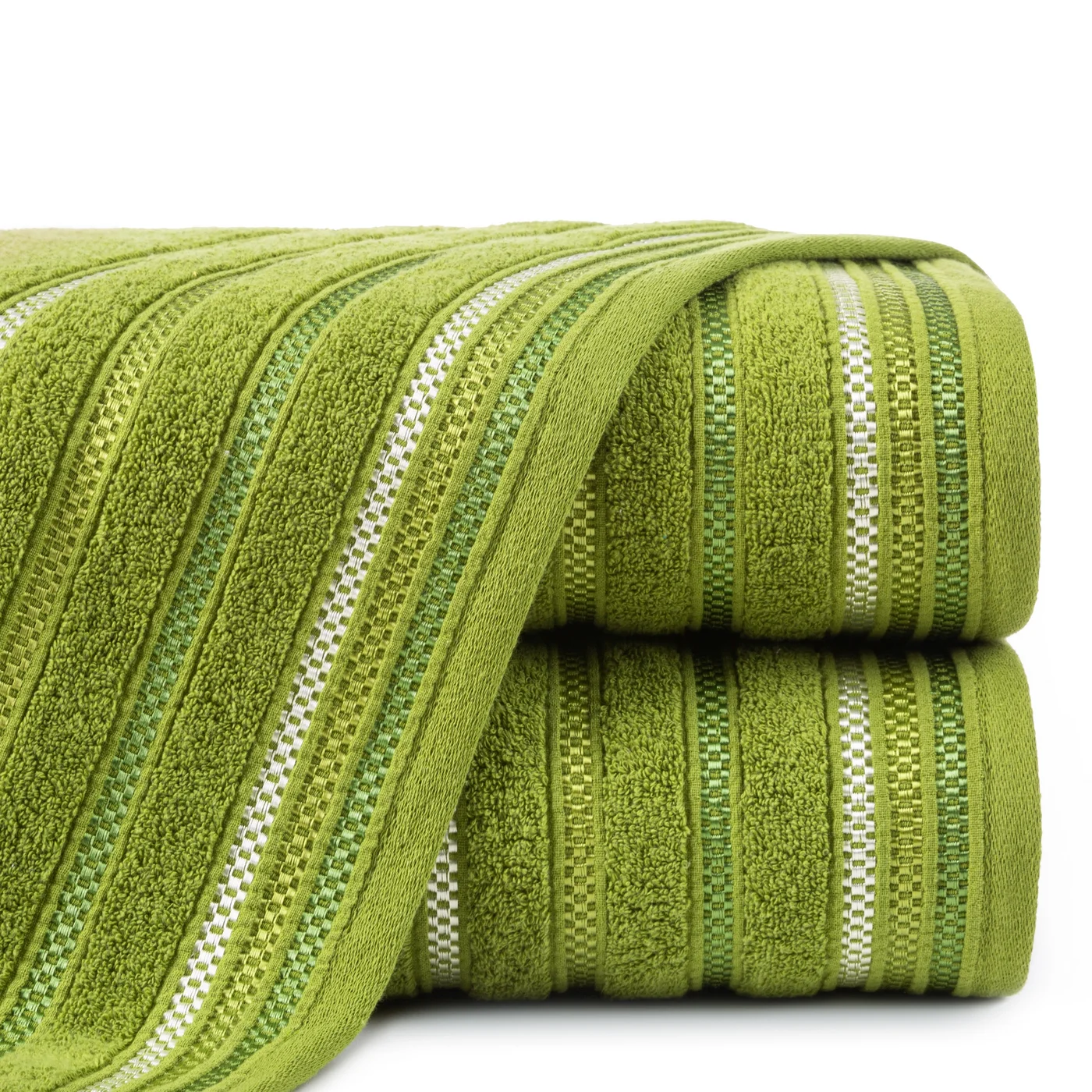 Ręcznik LIVIA  z kolorowymi paskami tkanymi we wzór jodełki