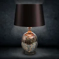 Lampa stołowa KIARA na szklanej podstawie z przecieranego szkła czarno-brązowego z welwetowym abażurem - ∅ 33 x 64 cm - brązowy 1