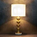 Lampa stołowa DAISY na podstawie z marmuru i metalu z abażurem z matowej tkaniny - 31 x 26 x 65 cm - biały 2