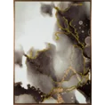 Obraz AURORA 2 abstrakcyjny ze złoto czarnym nadrukiem na białym tle - 73 x 103 cm - biały 1