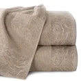 Ręcznik RUBI z żakardową bordiurą z przecieranym wzorem z dodatkiem błyszczącej nici - 50 x 90 cm - beżowy 1
