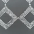 Tkanina firanowa mikrosiateczka zdobiona dwoma pasami geometrycznego haftu - 290 cm - biały 4