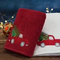 Ręcznik świąteczny SANTA 22  bawełniany z aplikacją z samochodem i choinką - 70 x 140 cm - czerwony 6