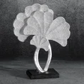 Liście miłorzębu - figurka dekoracyjna ELDO o drobnym strukturalnym wzorze, srebrna - 25 x 9 x 32 cm - srebrny 1