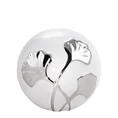 Kula ceramiczna BILOBA z motywem liści miłorzębu biało-srebrna - ∅ 10 x 9 cm - biały 1