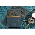 LIMITED COLLECTION ręcznik LILI 2 z  miękkiej bawełny z welwetową bordiurą z wzorem liści GŁĘBIA ZIELENI - 50 x 90 cm - ciemnoturkusowy 14