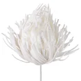Kwiat sztuczny dekoracyjny z pianki foamiran obsypany brokatem - dł. 55 cm dł. kwiat 20 cm śr. 10 cm - biały 1