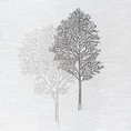 Firana z matowej etaminy zdobiona  błyszczącym nadrukiem z drzewami - 140 x 250 cm - stalowy 8