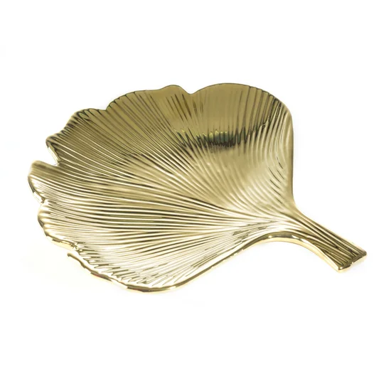 Patera z dolomitu IVA w kształcie liścia miłorzębu złota - 26 x 26 x 4 cm - złoty