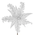 Świąteczny kwiat dekoracyjny z tkaniny zdobiony brokatem - 29 cm - biały 2