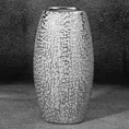 Wazon ceramiczny RISO z drobnym błyszczącym wzorem - 13 x 9 x 25 cm - srebrny 1