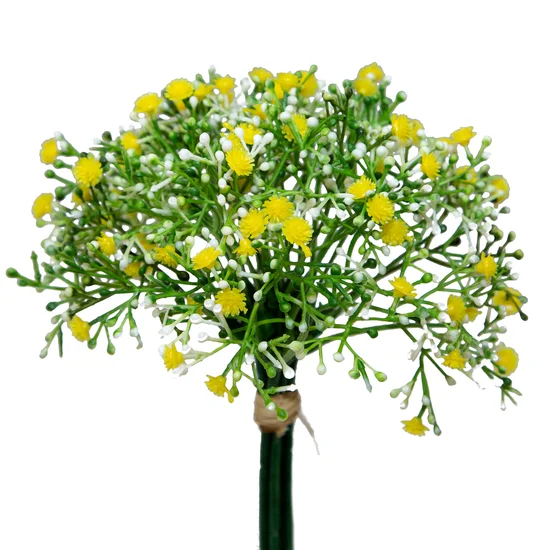 GIPSÓWKA bukiet mały, kwiat sztuczny dekoracyjny - dł. 30 cm dł. bukiet 17 cm - żółty
