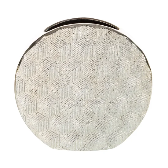 Wazon ceramiczny MILA z wytłaczanym geometrycznym wzorem - 26 x 8 x 25 cm - szampański