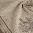 Ręcznik HOLLY 01 świąteczny z żakardową bordiurą  w kratę i haftem z szyszkami - 70 x 140 cm - jasnobeżowy 5