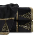 Ręcznik świąteczny EVE 01 bawełniany z aplikacją choinki ze złotych kryształków - 50 x 90 cm - czarny 1