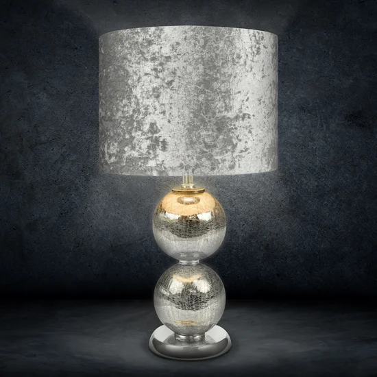 Lampa stołowa SABRINA z podstawą w formie szklanych bombek i welwetowym abażurem - ∅ 36 x 61 cm - srebrny