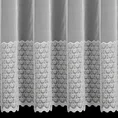 Tkanina firanowa zwiewana i delikatna matowa mikrosiateczka zdobiona popielatym haftem ze srebrną nicią - 280 cm - biały 3