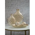Wazon kolekcji ceramiki artystycznej z wytłaczanym wzorem - ∅ 14 x 59 cm - szampański 3
