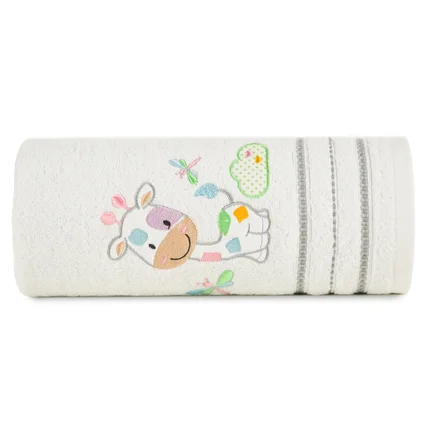 DIVA LINE Ręcznik BABY dla dzieci z kapturkiem i haftem z żyrafą DIVA LINE Ręcznik BABY dla dzieci z kapturkiem i haftem z żyrafą - 100 x 100 cm