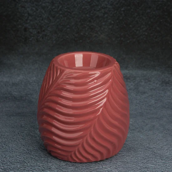 Świecznik ceramiczny SENA z wytłaczanym wzorem - ∅ 12 x 12 cm - różowy