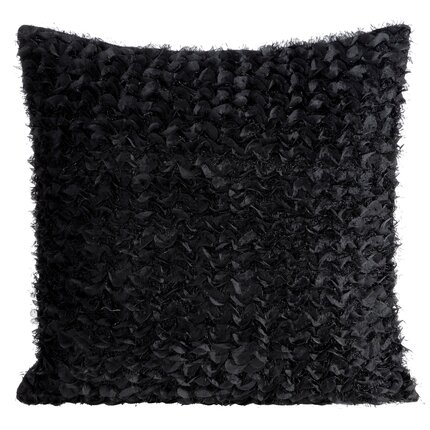 EWA MINGE poszewka TIFFANY z tkaniny szyfonowej zdobiona moherową nicią 45 x 45 cm czarny
