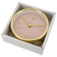 Dekoracyjny zegar stołowy w stylu vintage różowo-złoty - 11 x 4 x 11 cm - pudrowy róż 3